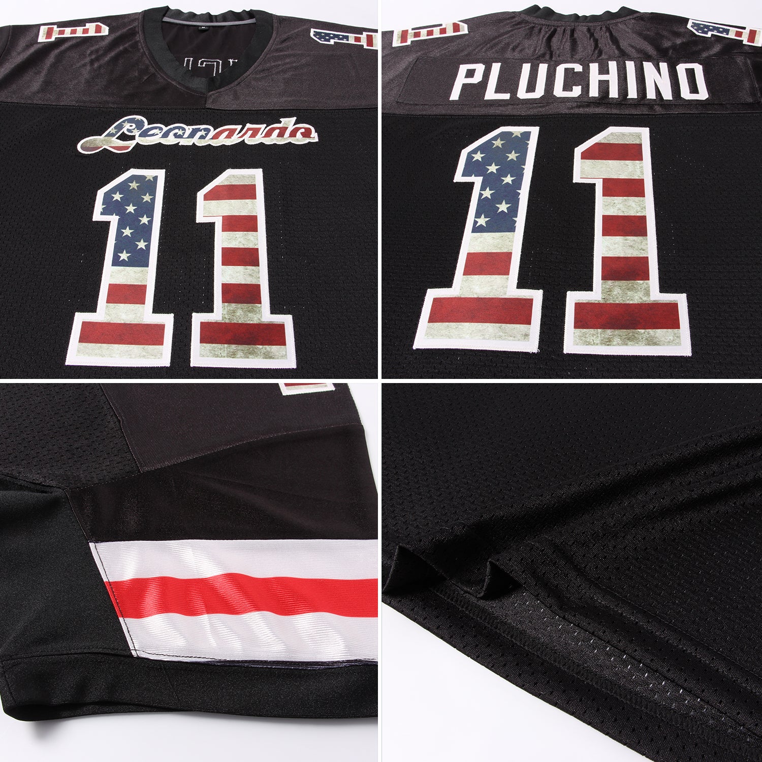 Custom Black Vintage USA Flag-Cream Mesh Authentic Football Jersey - Image 7