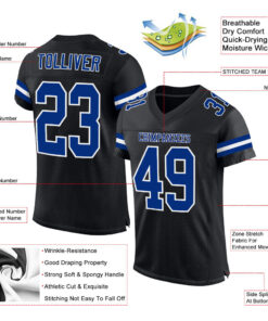 Alternative view of Custom Black Royal-White Mesh Authentic Football Jersey