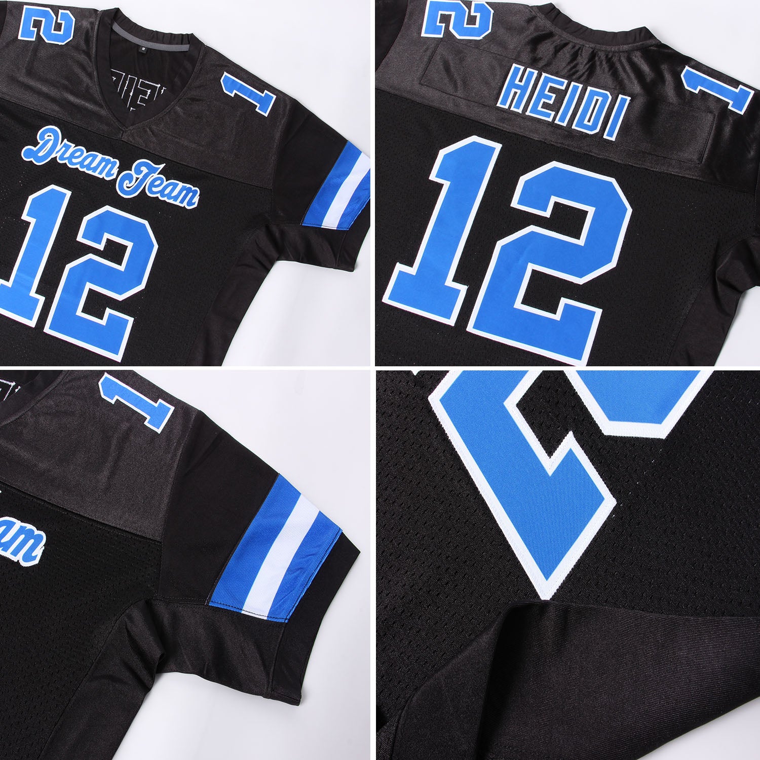 Custom Black Royal-White Mesh Authentic Football Jersey - Image 5