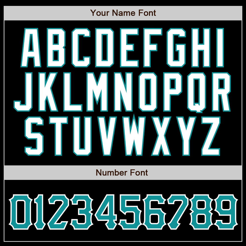 Custom Black Aqua Pinstripe Teal-White Authentic Baseball Jersey - Image 4