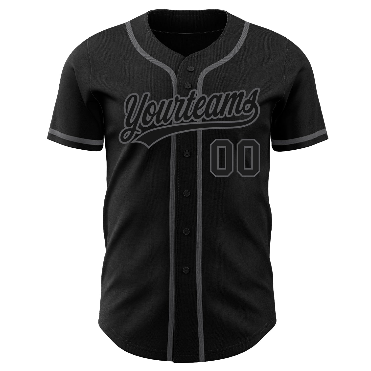 Custom Black Black-Steel Gray Authentic Baseball Jersey - Image 3