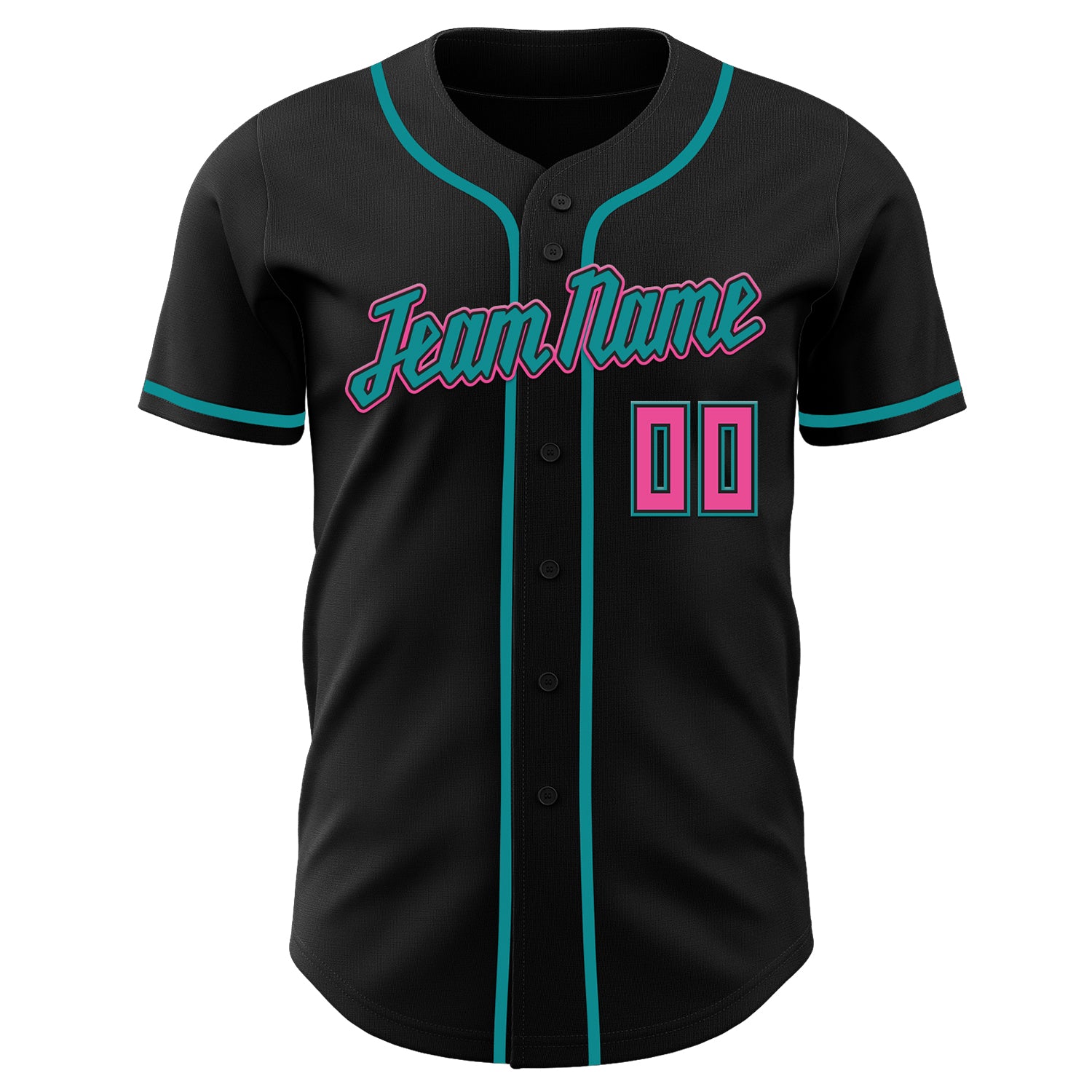 Custom Black Pink-Teal Authentic Baseball Jersey - Image 77
