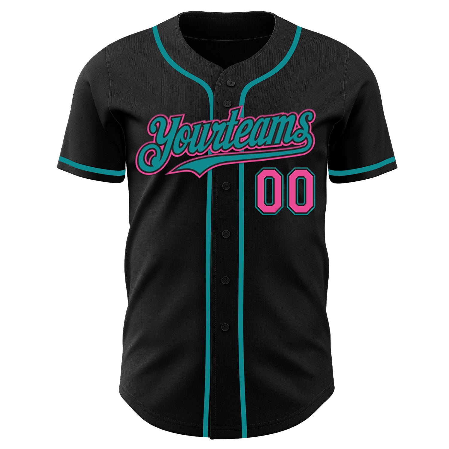 Custom Black Pink-Teal Authentic Baseball Jersey - Image 37