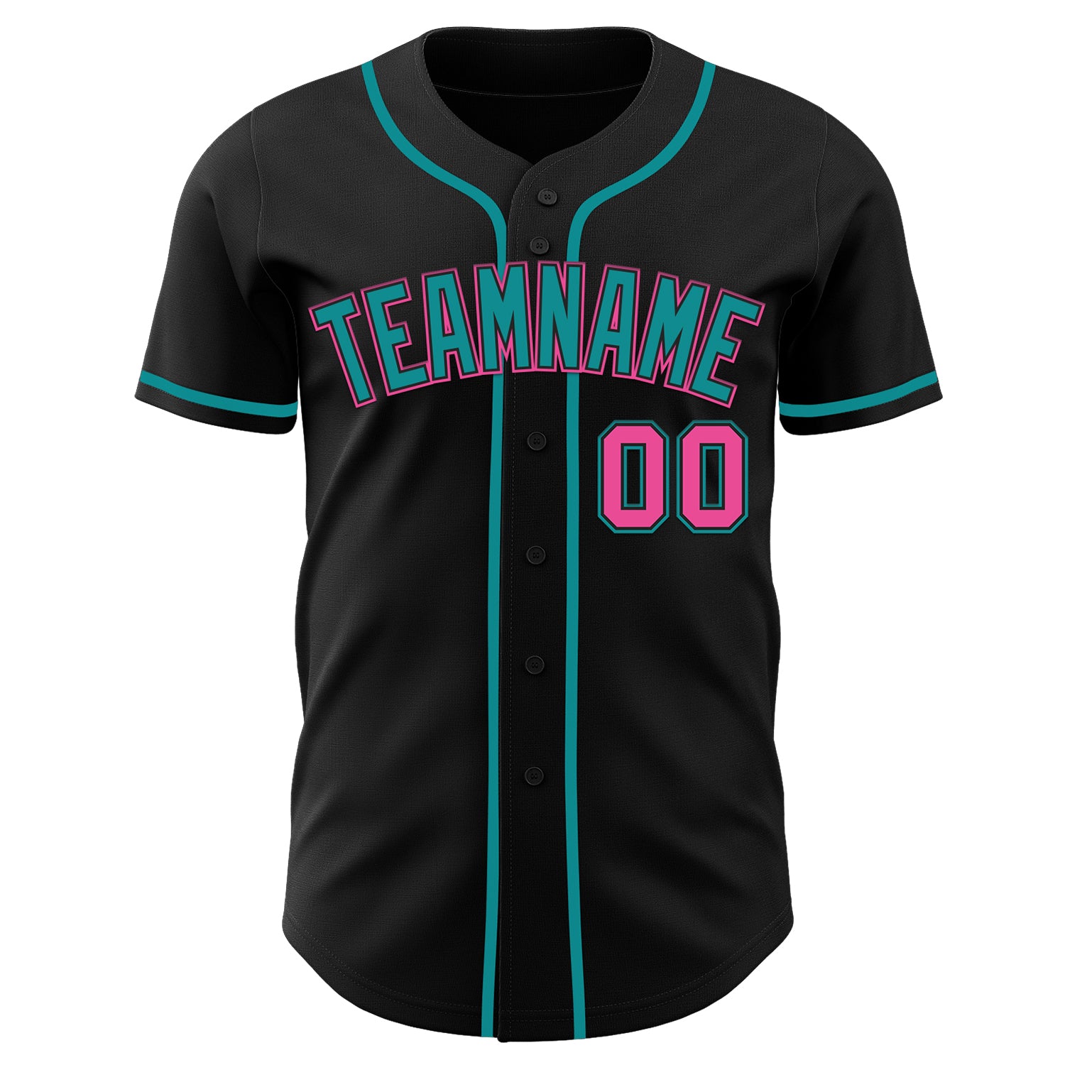 Custom Black Pink-Teal Authentic Baseball Jersey - Image 53