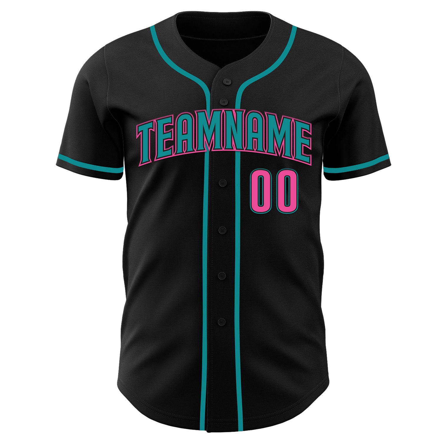 Custom Black Pink-Teal Authentic Baseball Jersey - Image 69