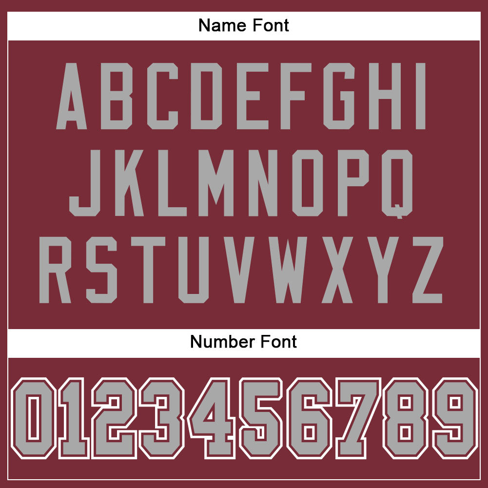 Custom Burgundy Gray-White Mesh Authentic Football Jersey - Image 4