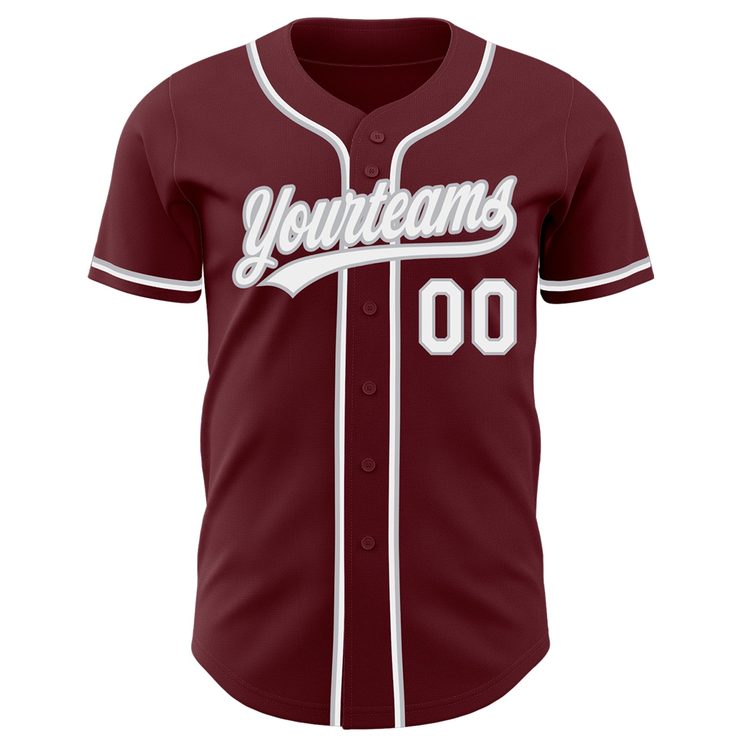 Custom Burgundy White-Gray Authentic Baseball Jersey - Image 3