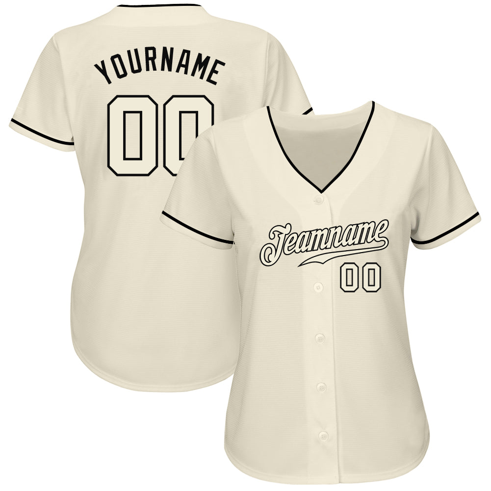 Custom Cream Cream-Black Authentic Baseball Jersey - Image 3