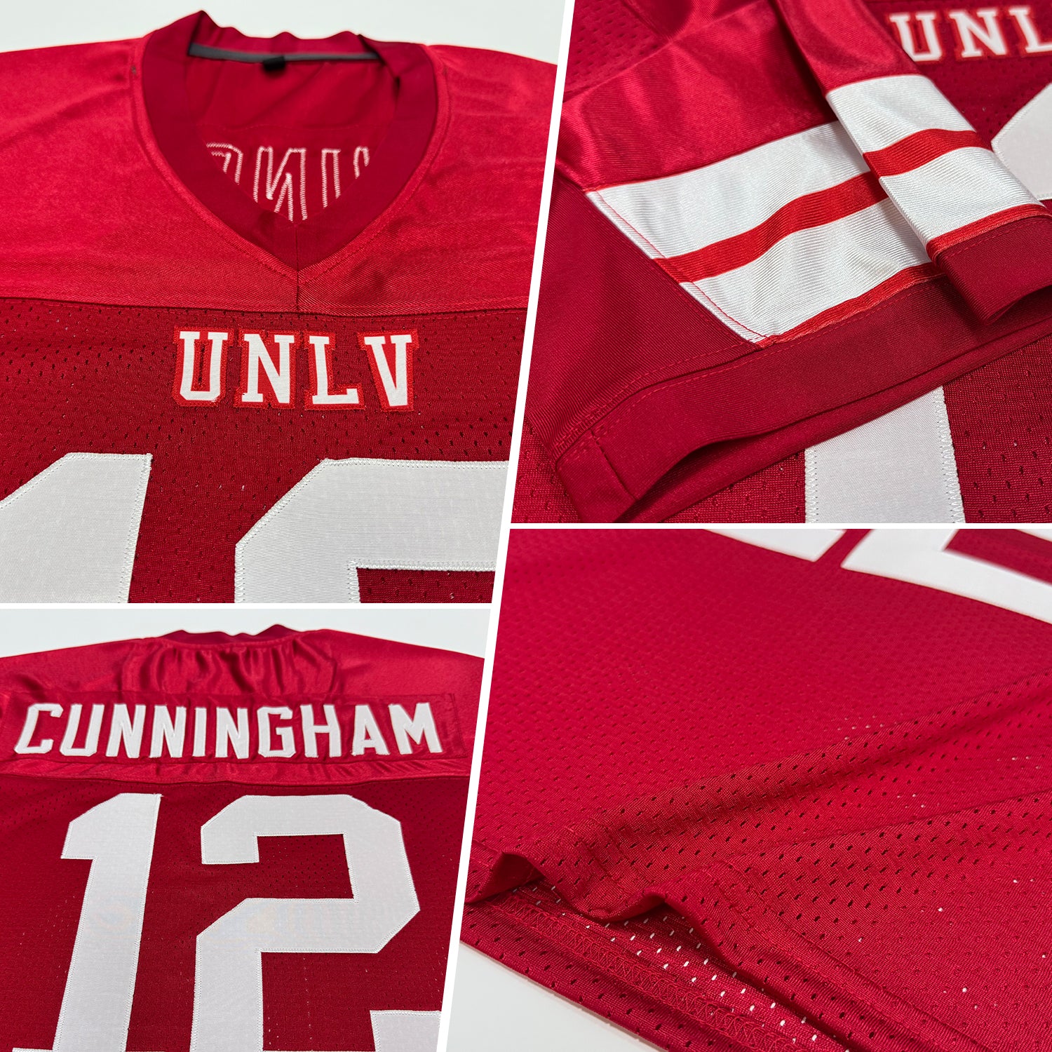 Custom Red White Mesh Authentic Football Jersey - Image 2
