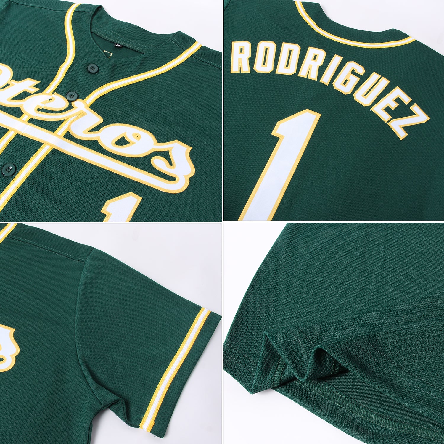 Custom Green White-Gold Authentic Baseball Jersey - Image 6