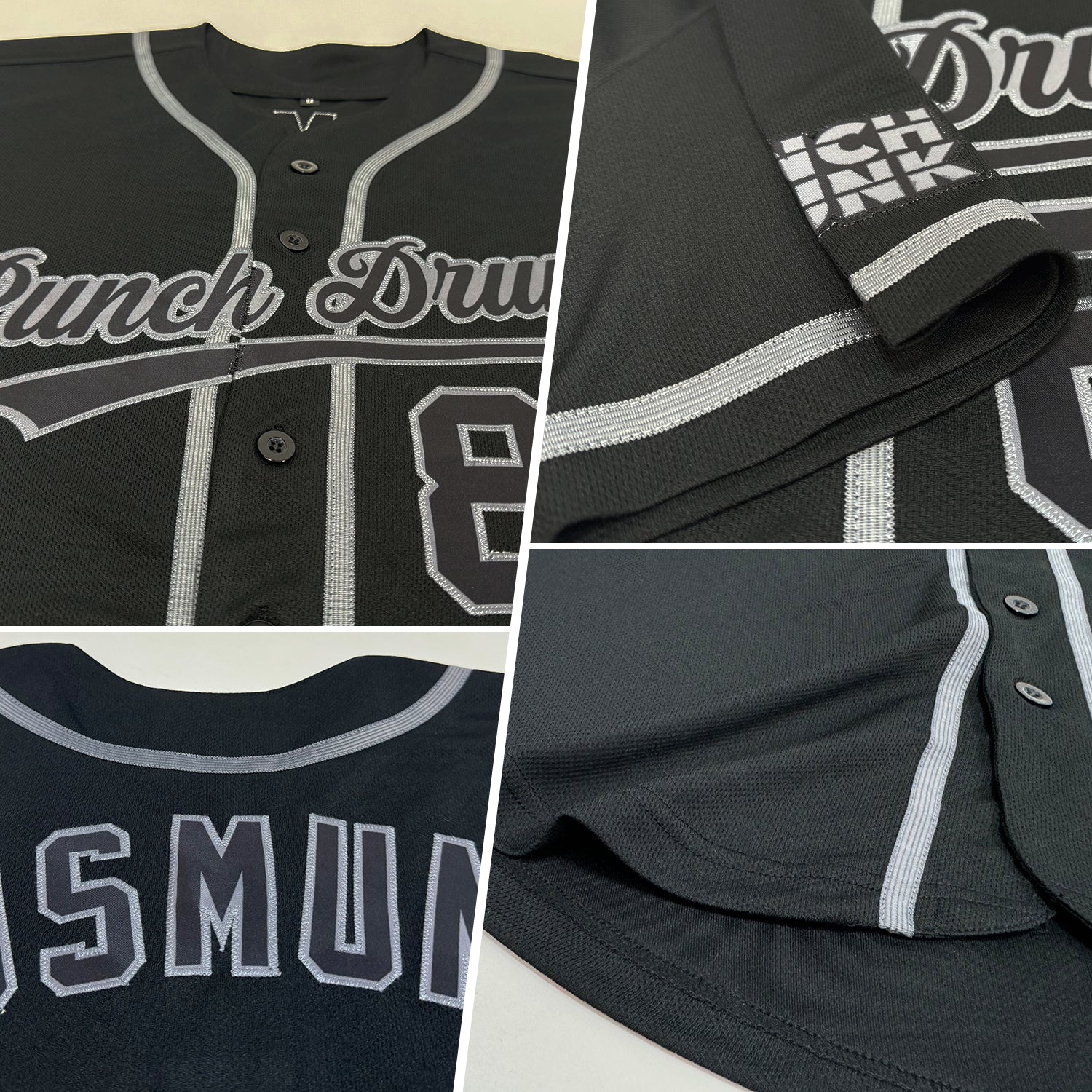 Custom Black Black-Steel Gray Authentic Baseball Jersey - Image 2