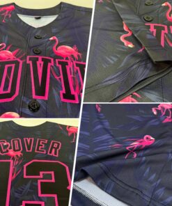 Alternative view of Custom 3D Pattern Design Hawaii Flamingo Authentic Baseball Jersey