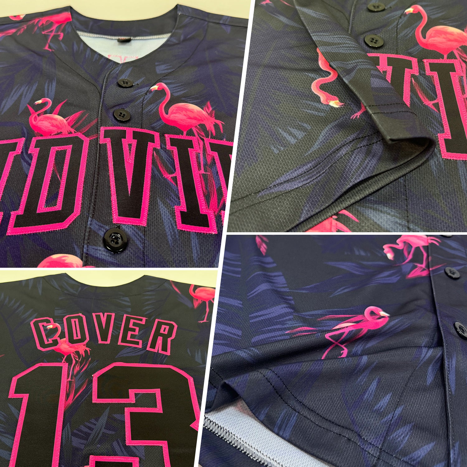 Custom 3D Pattern Design Hawaii Flamingo Authentic Baseball Jersey - Image 2