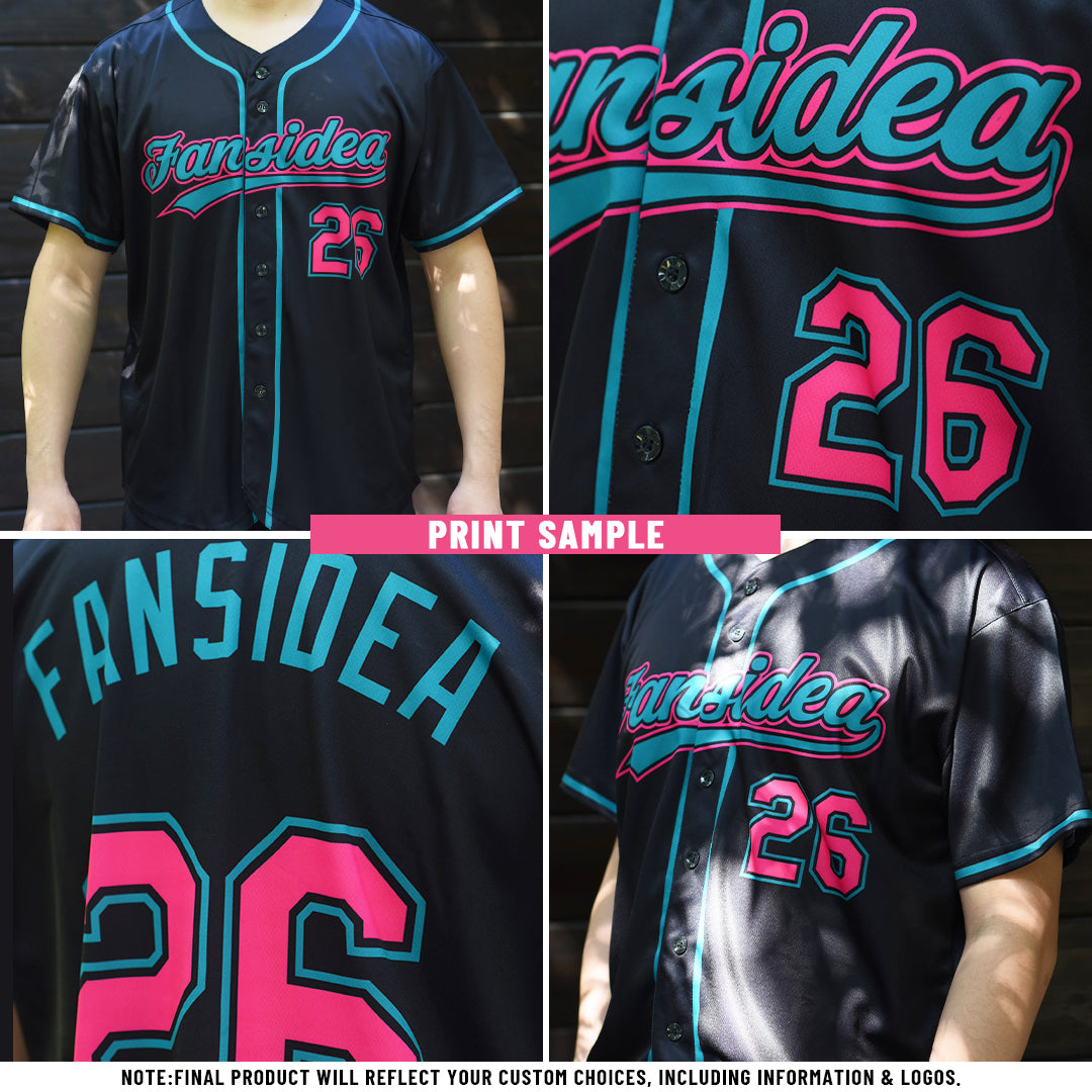 Custom Black Pink-Teal Authentic Baseball Jersey - Image 52
