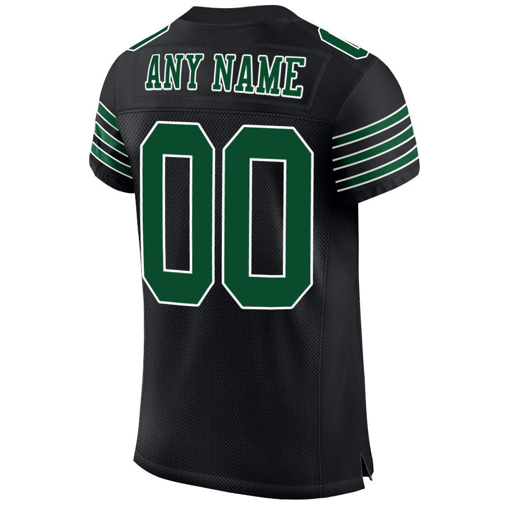 Custom Black Grass Green-White Mesh Authentic Football Jersey - Image 3