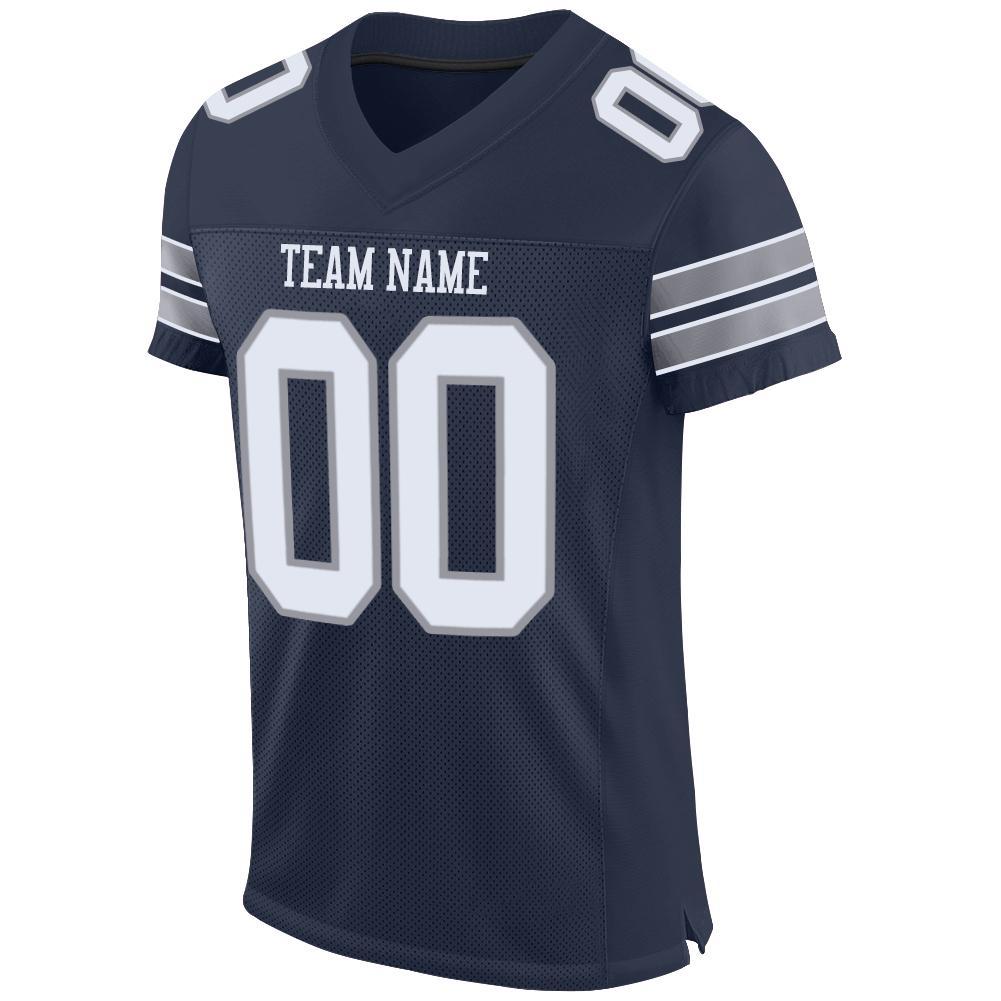 Custom Navy White-Light Gray Mesh Authentic Football Jersey - Image 2