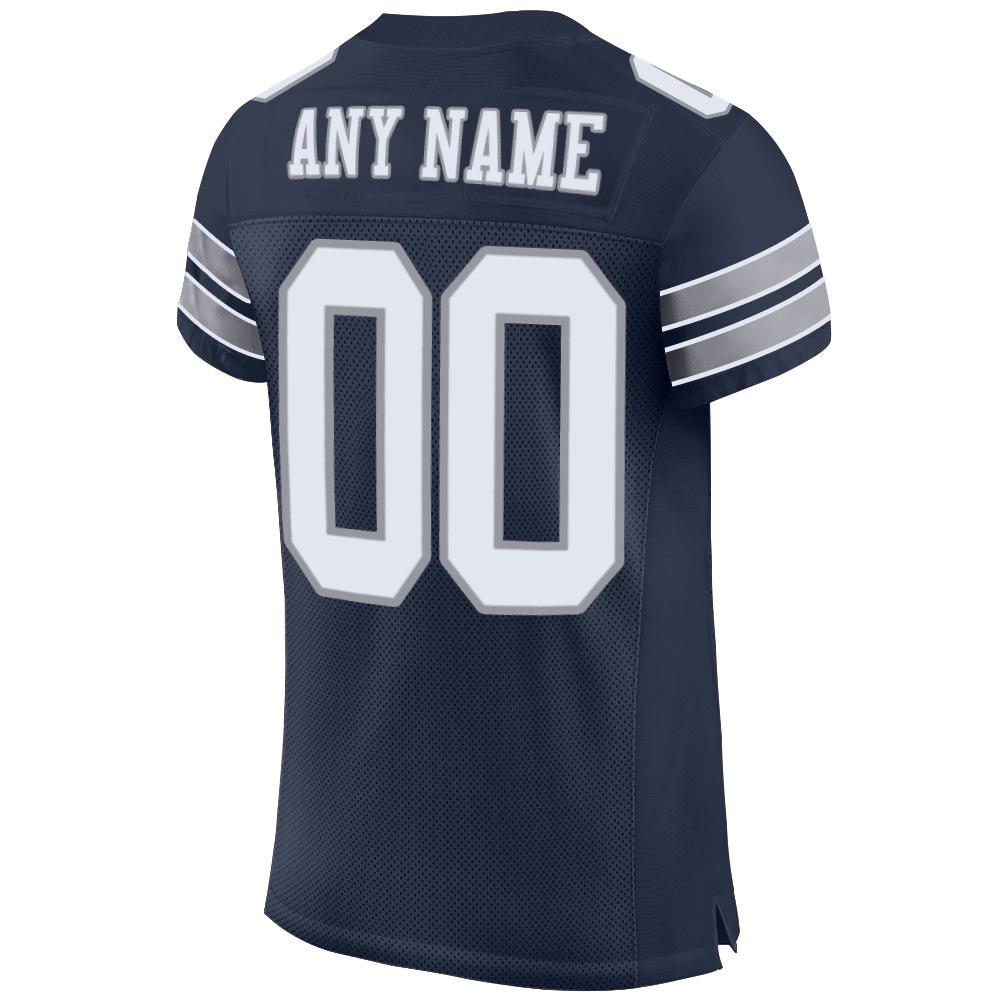 Custom Navy White-Light Gray Mesh Authentic Football Jersey - Image 3