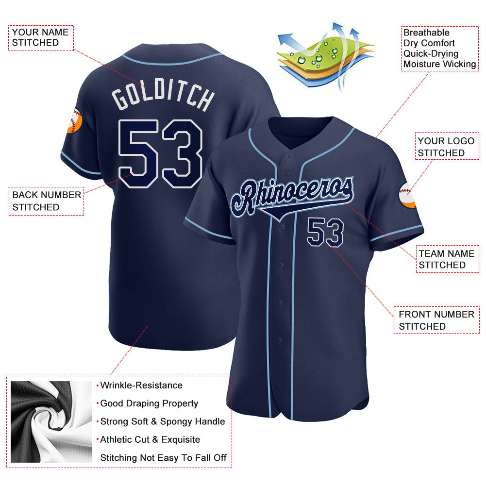 Custom Navy Navy-Powder Blue Authentic Baseball Jersey - Image 3