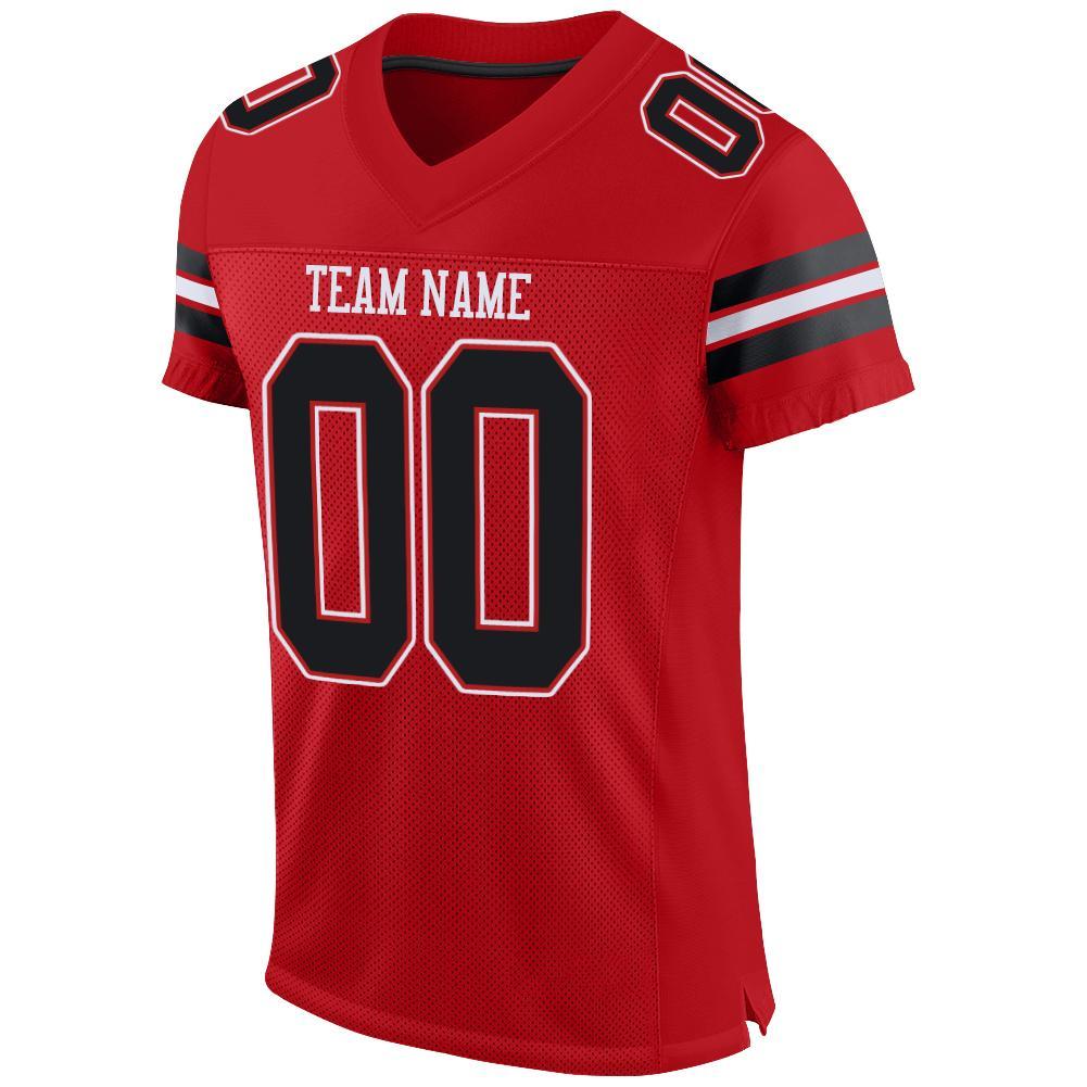 Custom Red Black-White Mesh Authentic Football Jersey - Image 2