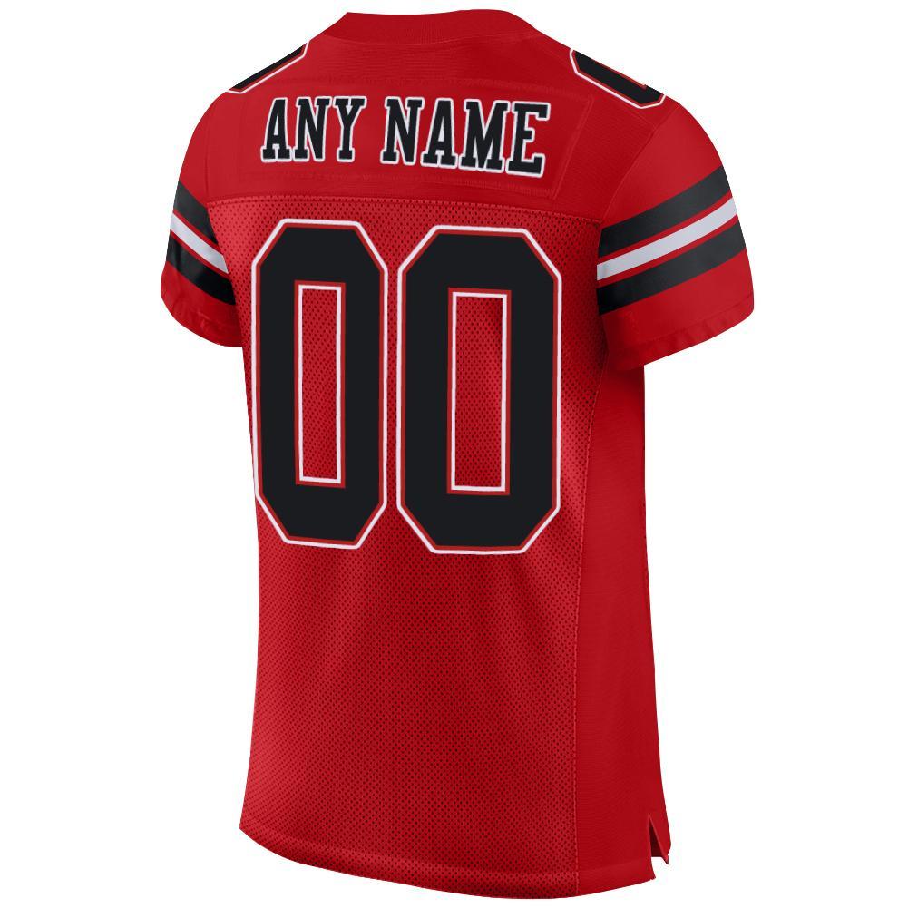 Custom Red Black-White Mesh Authentic Football Jersey - Image 3